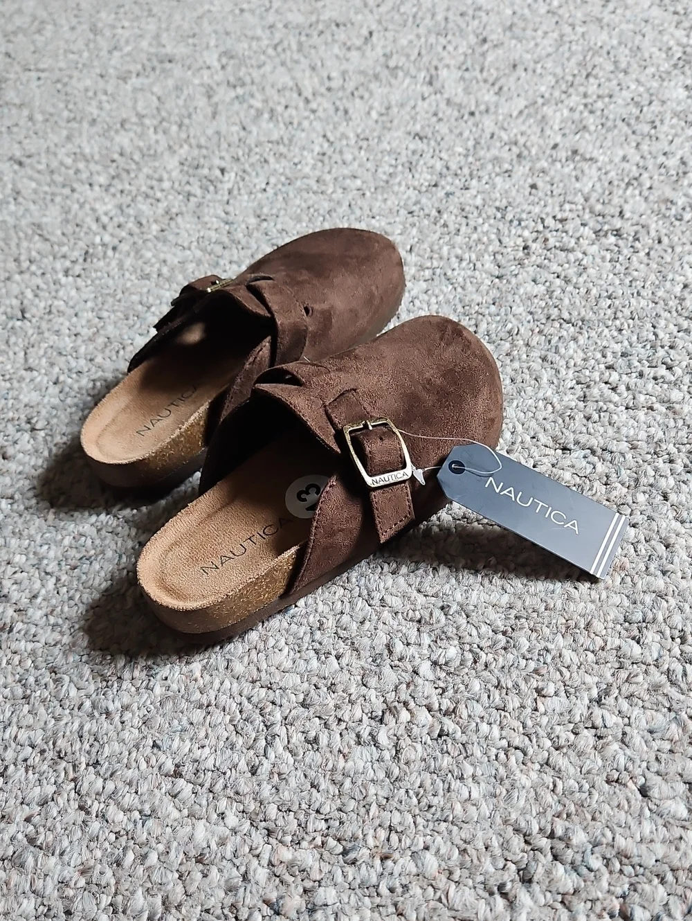 New Nautica Dark Brown Suede Buckle Slip-Ons.